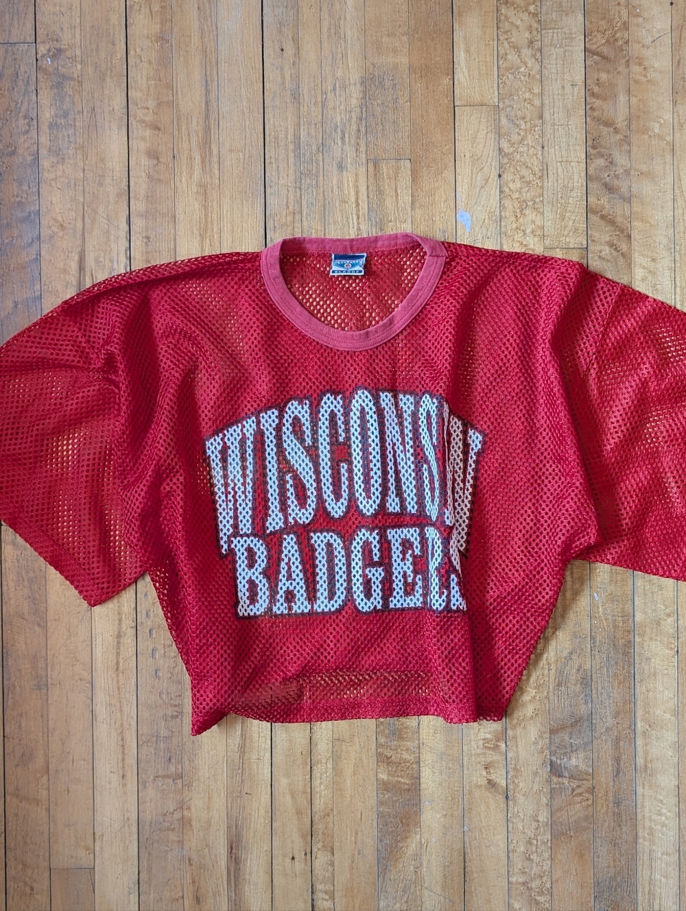 Vintage Wisconsin Badgers Red Mesh Crop Jersey 90s Bucky Game Day Football